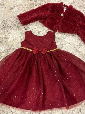 Blueberi Boulevard Sparkle Burgundy Formal Dress with Matching Jacket